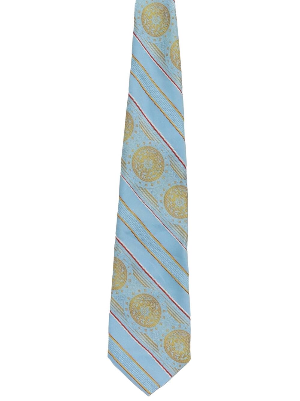 Vintage 1970s JCPenney Baby Blue Polyester Wide Necktie Geometric Stripe